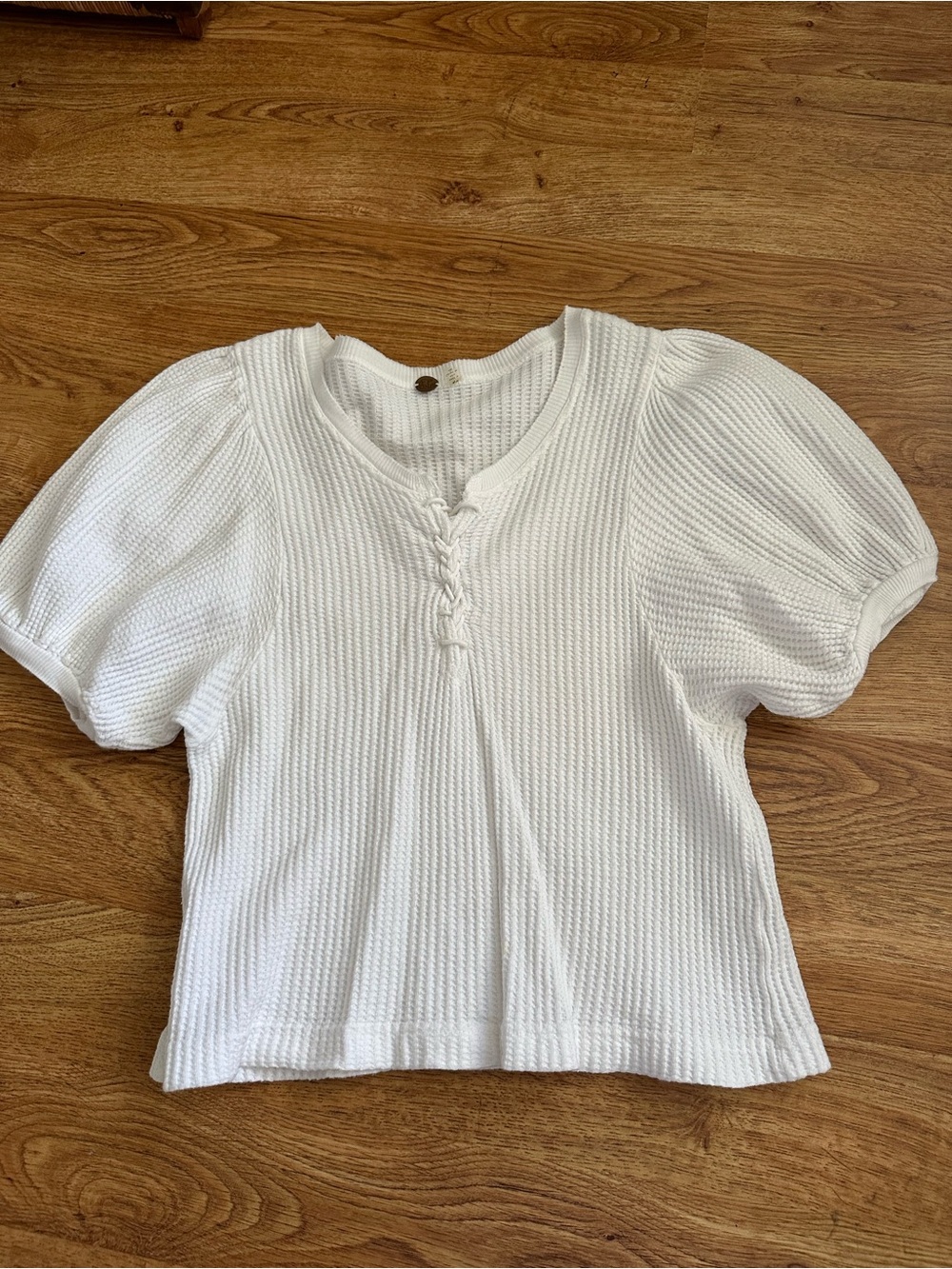 FP One Free People Hayden White Waffle Knit Top M